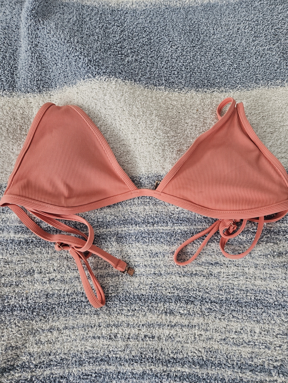 Volcom Ribbed Triangle Bikini Top - Coral